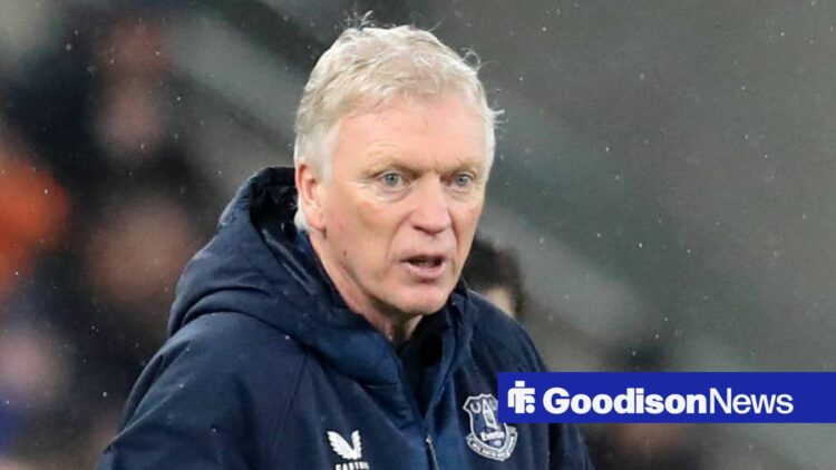 David Moyes looking in shock managing Everton