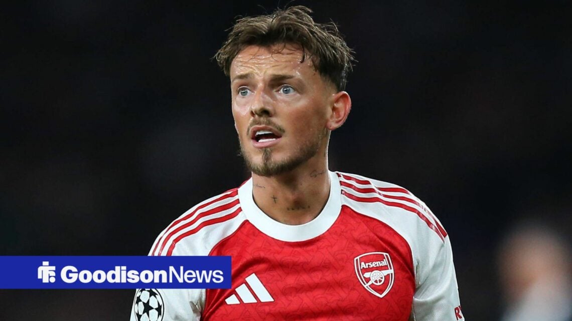 Ben White looking worried for Arsenal