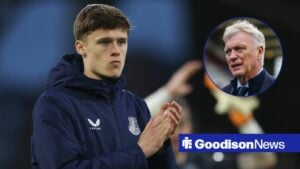 Harrison Armstrong of Everton thanks the supporters after the Premier League match between Fulham and Everton at Craven Cottage in London, England, on February 7, 2026. London Greater London