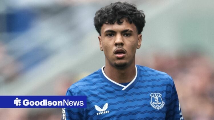 Adam Aznou of Everton during the Pre-season friendly match Everton vs A.S. Roma at Hill Dickinson Stadium, Liverpool, United Kingdom
