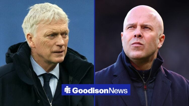 David Moyes and Arne Slot stood alongside each other.