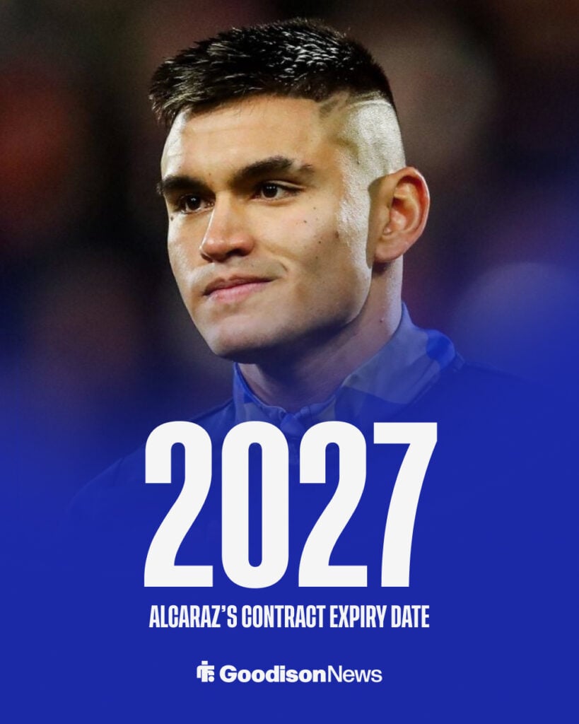 Everton star Carlos Alcaraz in pre-match gear.