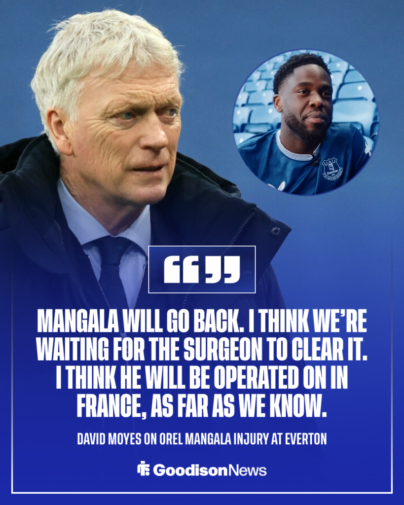 David Moyes Everton quotes on Orel Mangala injury
