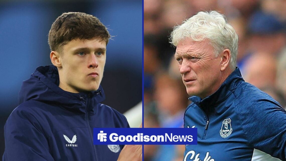 Split image of Everton midfielder Harrison Armstrong and David Moyes