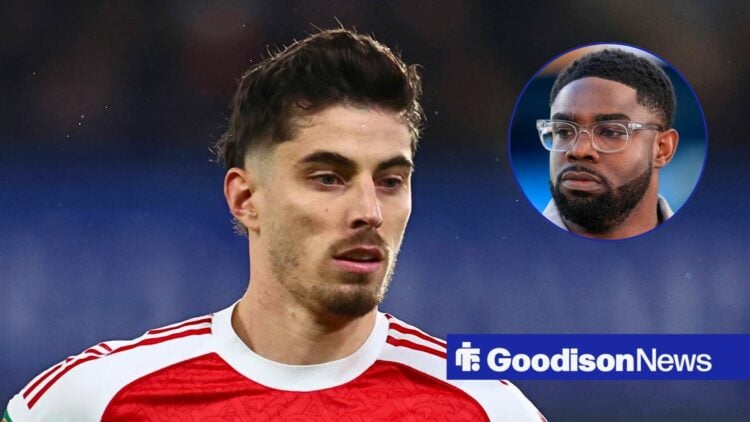 Arsenal forward Kai Havertz and Micah Richards in circular inset