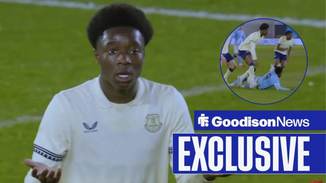 Everton's Demi Akarikiri looking shocked, penalty incident in the contest in inset.