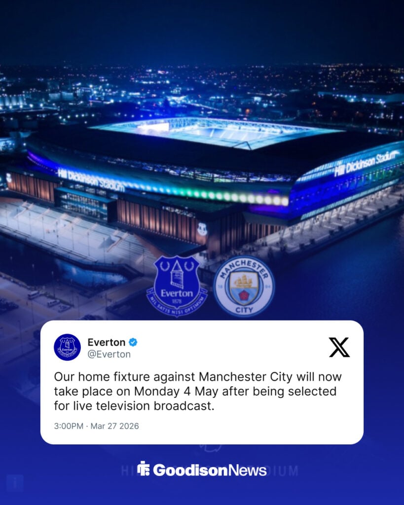 Everton's tweet on Man City fixture change