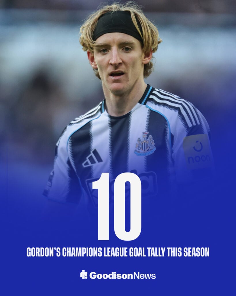 Anthony Gordon's Champions League goal tally this season.