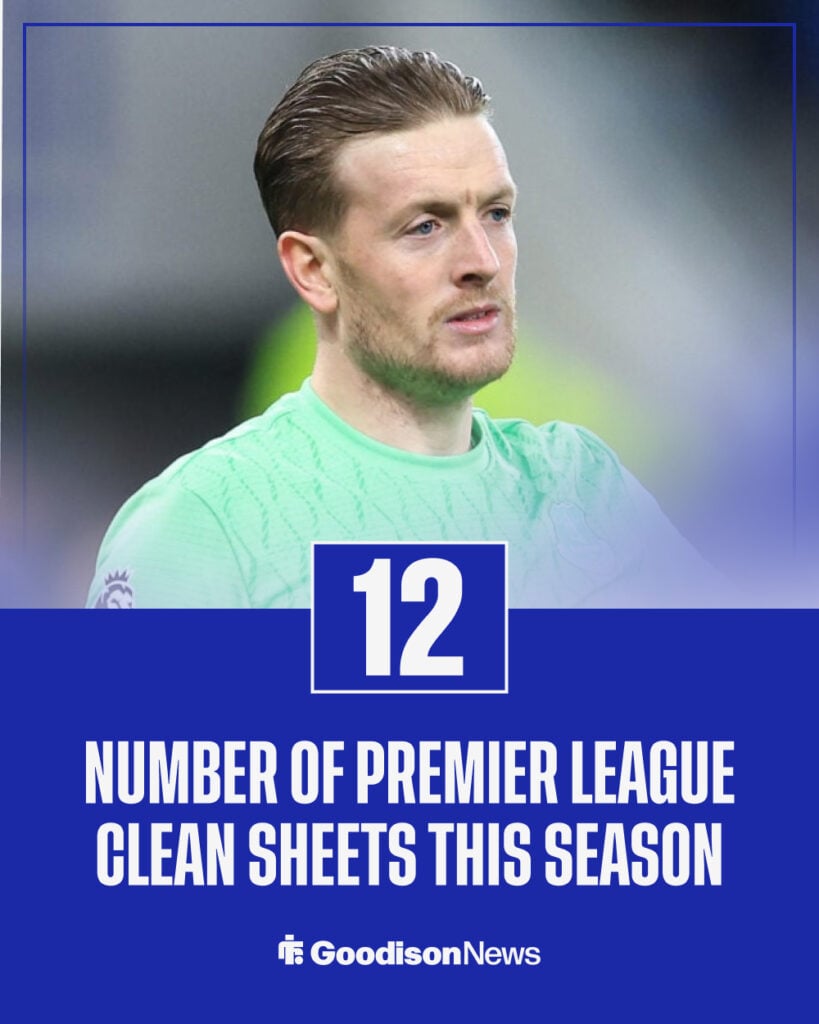 Jordan Pickford Premier League clean sheets this season.