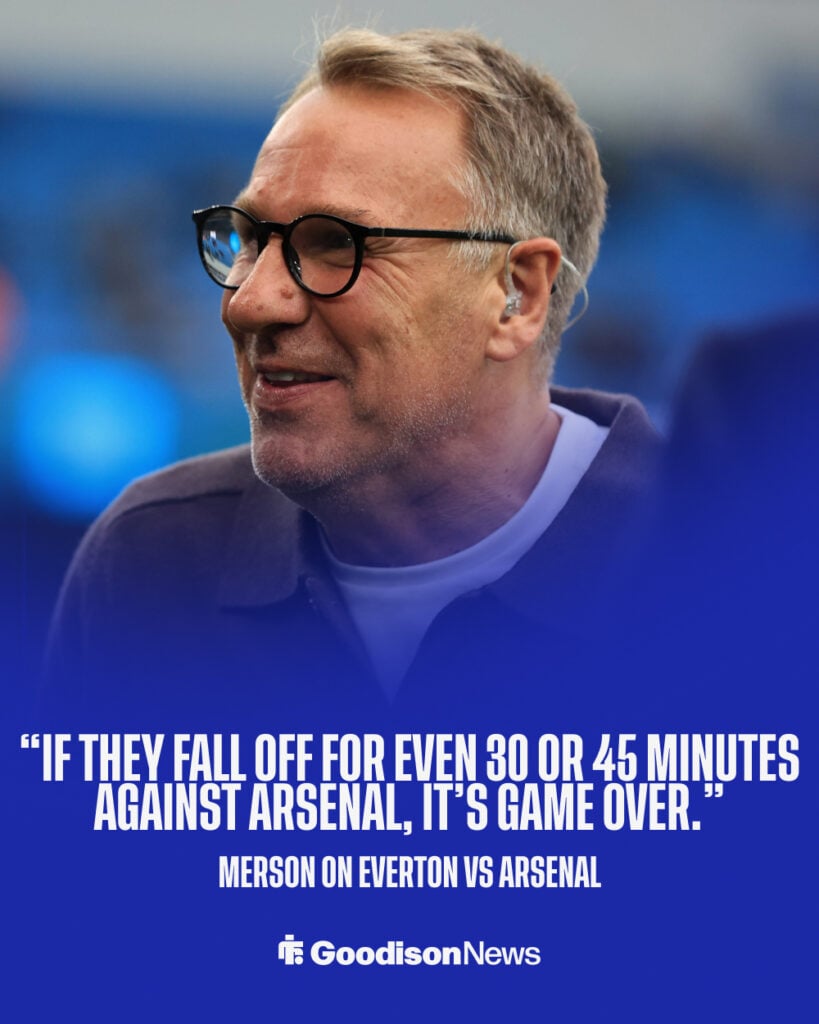 Paul Merson pitchside for Manchester City versus Arsenal and his quote on Arsenal vs Everton.
