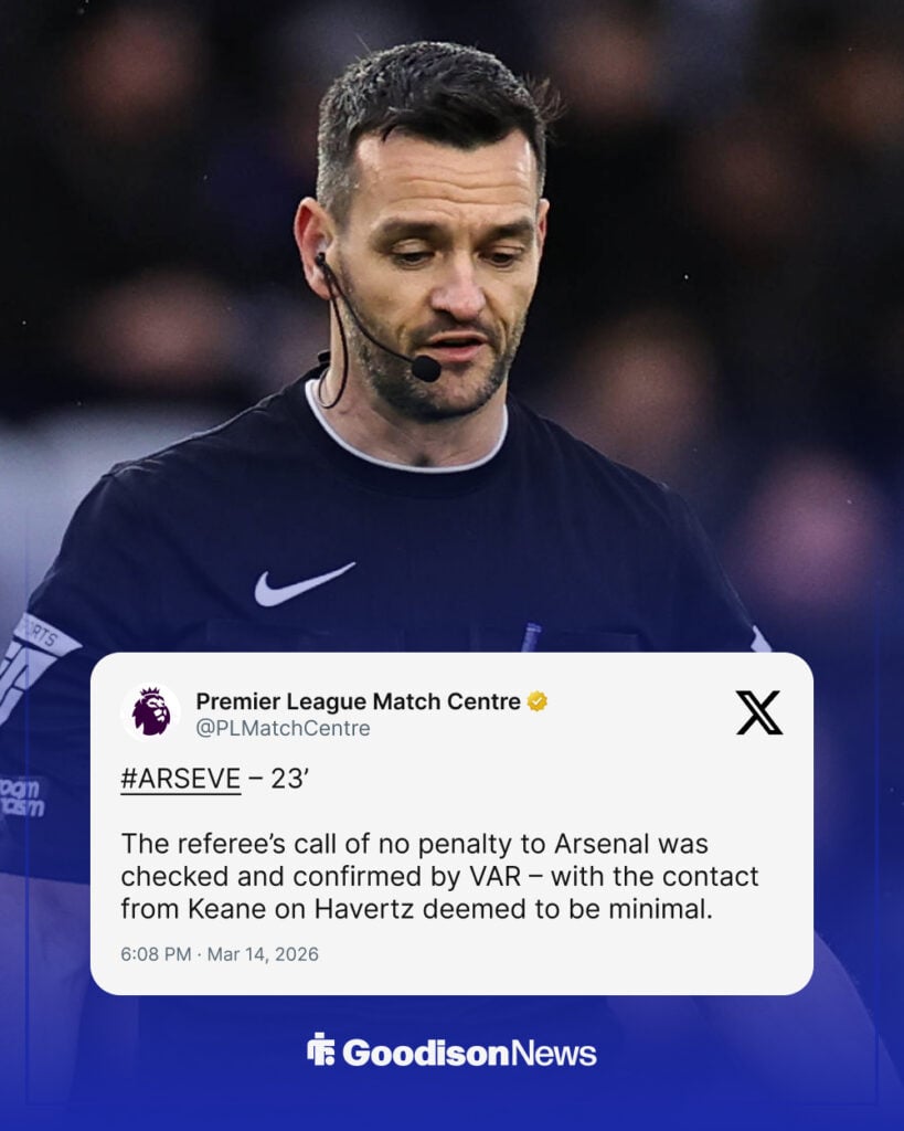 The Premier League Match centre sent out a tweet