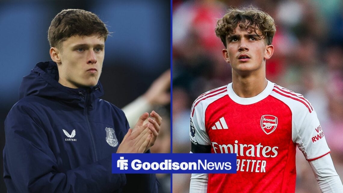 Harrison Armstrong applauds, with Max Dowman playing for Arsenal alongside him