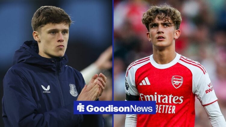 Harrison Armstrong applauds, with Max Dowman playing for Arsenal alongside him