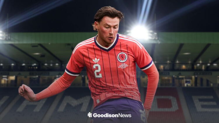 Nathan Patterson playing for Scotland at Hampden Park