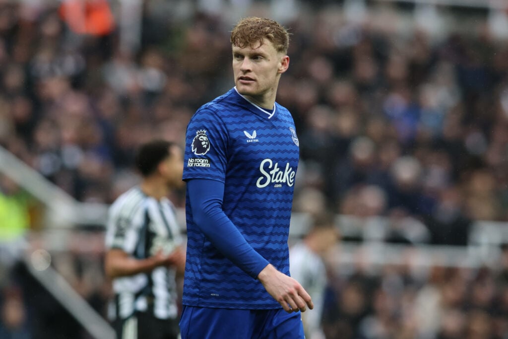Jarrad Branthwaite of Everton plays during the Premier League match between Newcastle United and Everton at St. James s Park in Newcastle on February 28, 2026