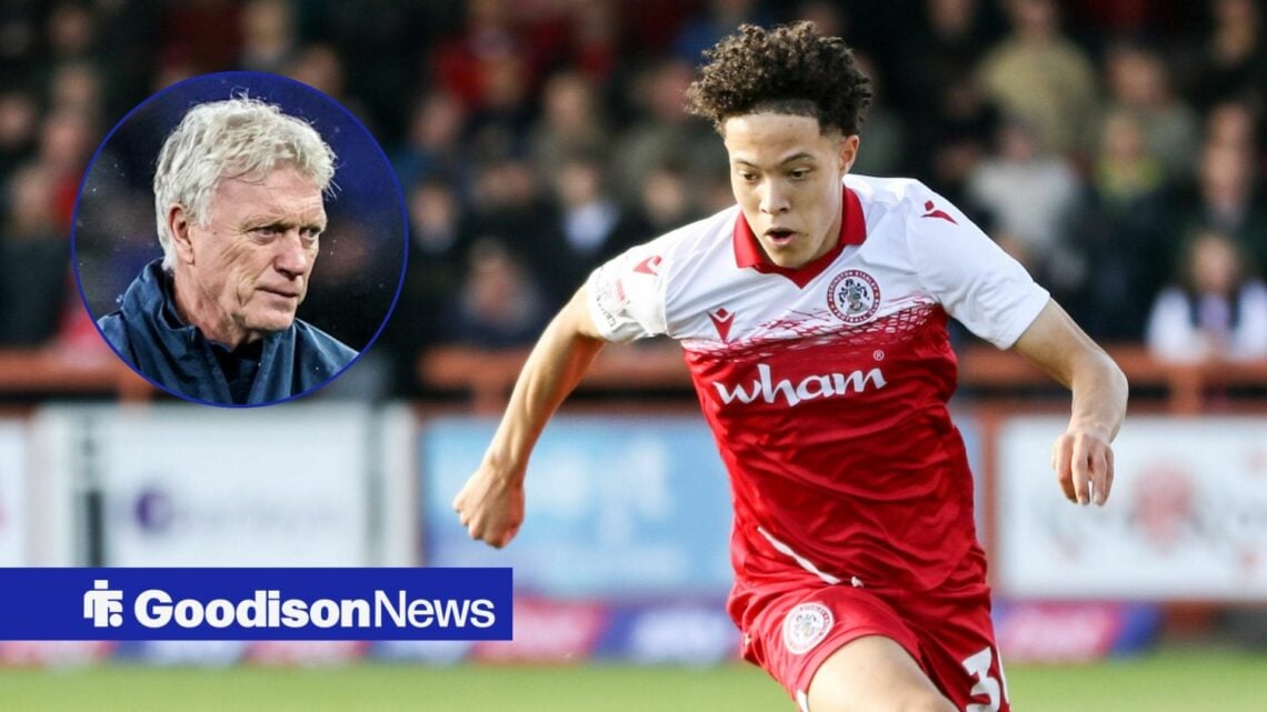 David Moyes looking in the direction of Everton star Isaac Heath, who is playing on loan for League Two side Accrington Stanley.