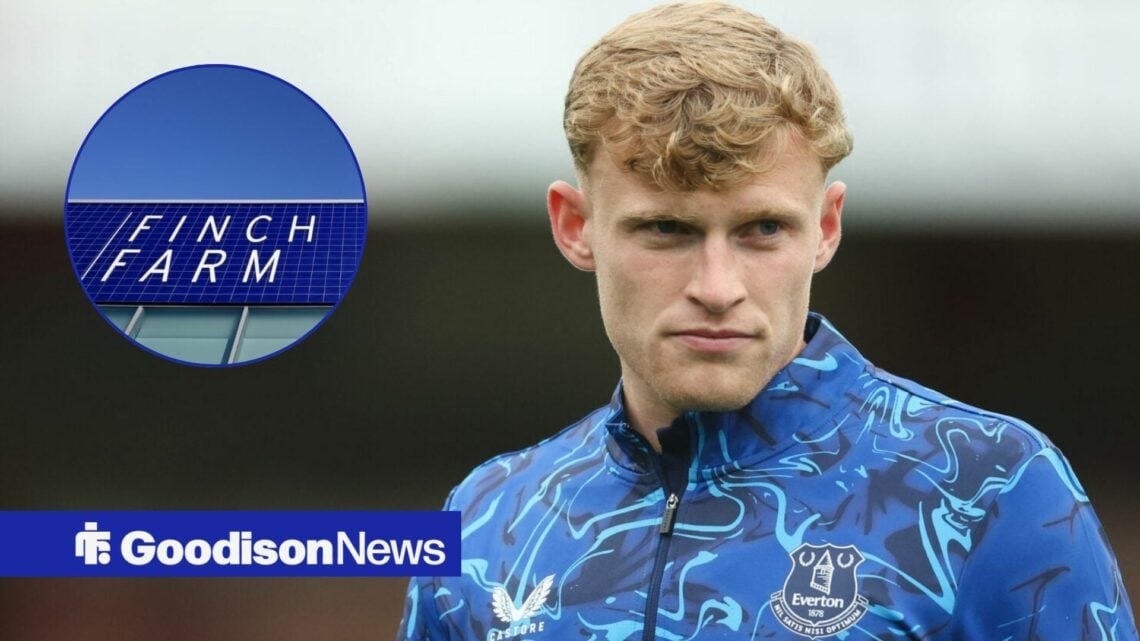 Everton's Jarrad Branthwaite looking at Finch Farm.