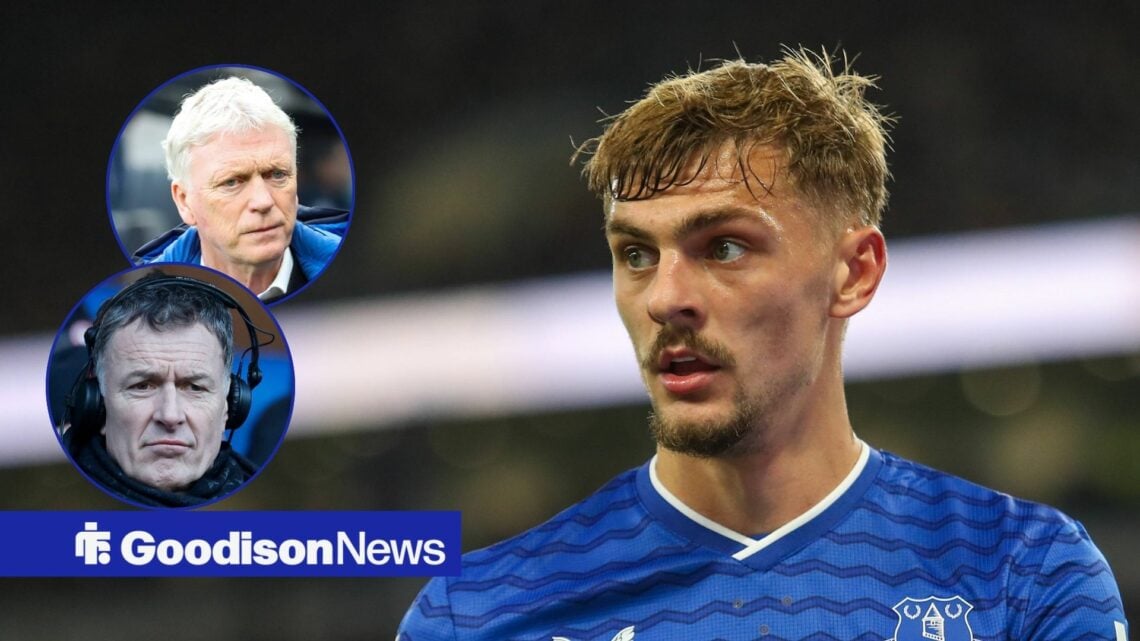 Chris Sutton and David Moyes (inset), as Kiernan Dewsbury-Hall looks on