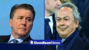 Dan Friedkin looking at Farhad Moshiri, former Everton boss.