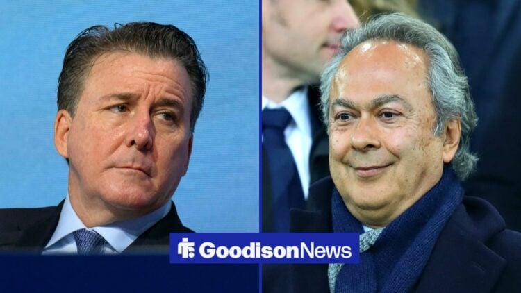 Dan Friedkin looking at Farhad Moshiri, former Everton boss.