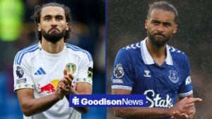 LIVERPOOL, ENGLAND - SEPTEMBER 30: Dominic Calvert-Lewin of Everton applauds the fans after the Premier League match between Everton FC and Luton Town at Goodison Park on September 30, 2023 in Liverpool, England and Premier League Burnley v Leeds United Dominic Calvert-Lewin of Leeds United claps fans after the Premier League match Burnley vs Leeds United at Turf Moor, Burnley, United Kingdom, 18th October 2025