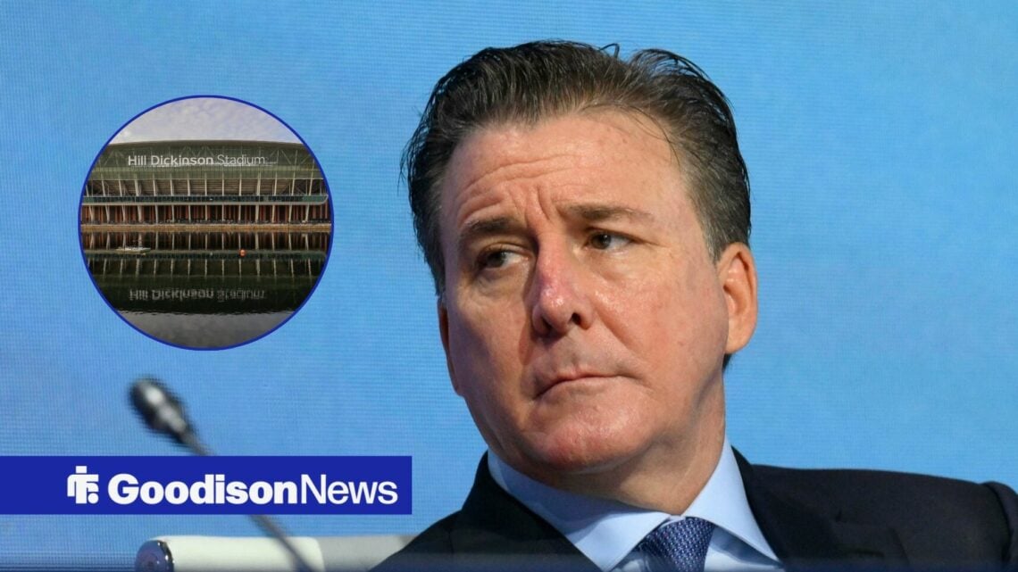 Everton owner and Roma President Dan Friedkin during the 32nd European Football Clubs General Assembly in Rome, Hill Dickinson Stadium in inset.