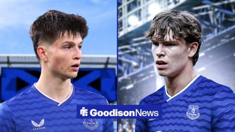 Split image of Esmir Bajraktarevic in Everton kit and Tyler Dibling
