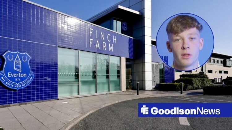 Everton's Finch Farm training and academy base, Bradley Moonan in inset.
