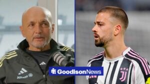 Split image of Juventus manager Luciano Spalletti and Everton target Edon Zhegrova