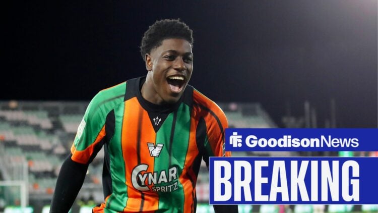 Issa Doumbia celebrates scoring for Venezia