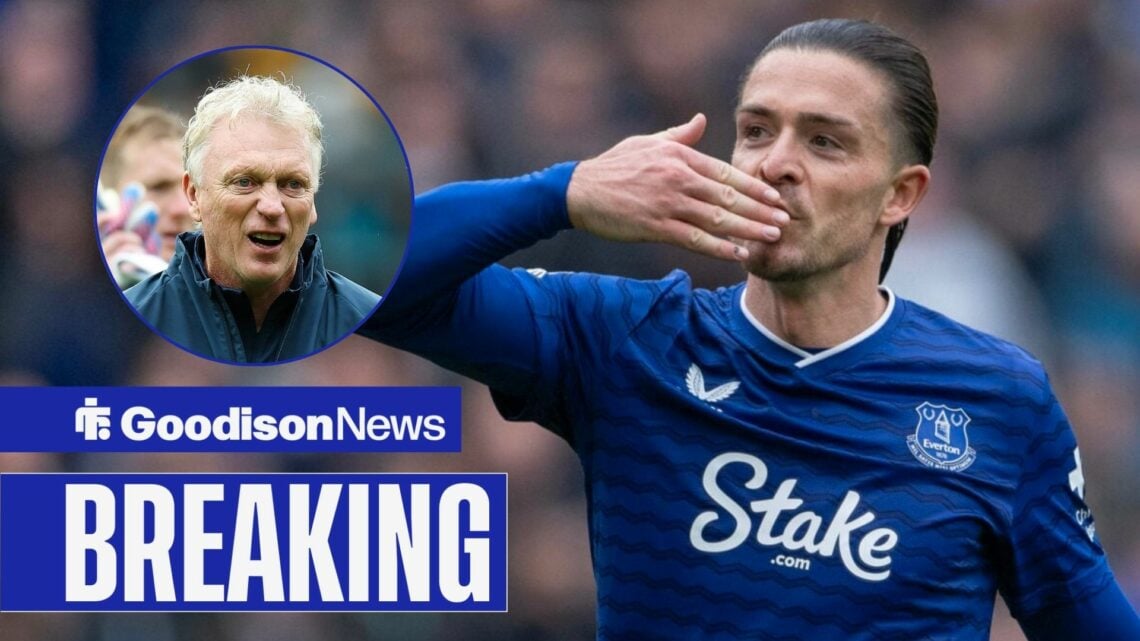 Jack Grealish of Everton acknowledges the fans after the Premier League match between Everton and Crystal Palace, David Moyes, Manager of Everton, ...