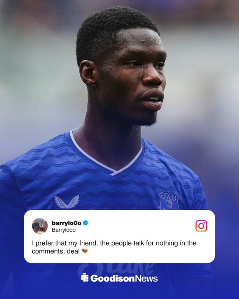 Thierno Barry's response to an Everton fan on Instagram .