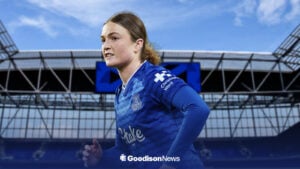 Ruby Mace playing for Everton Women