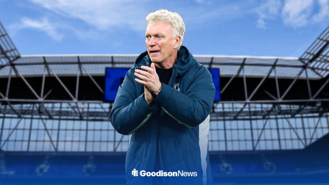 David Moyes celebrating at Hill Dickinson Stadium.