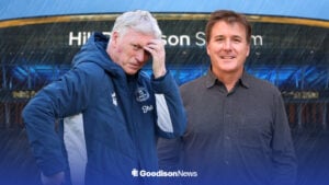 Everton manager David Moyes stood outside the Hill Dickinson Stadium with Everton owner, Dan Friedkin.