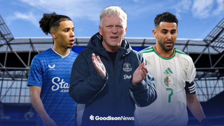 David Moyes with Illan Kebbal and Riyad Mahrez