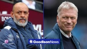 A 50-50- split image of Nuno Espirito Santo and David Moyes.