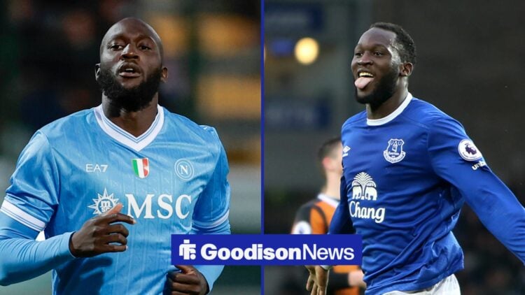 Romelu Lukaku playing for Napoli on the left, and for Everton on the right