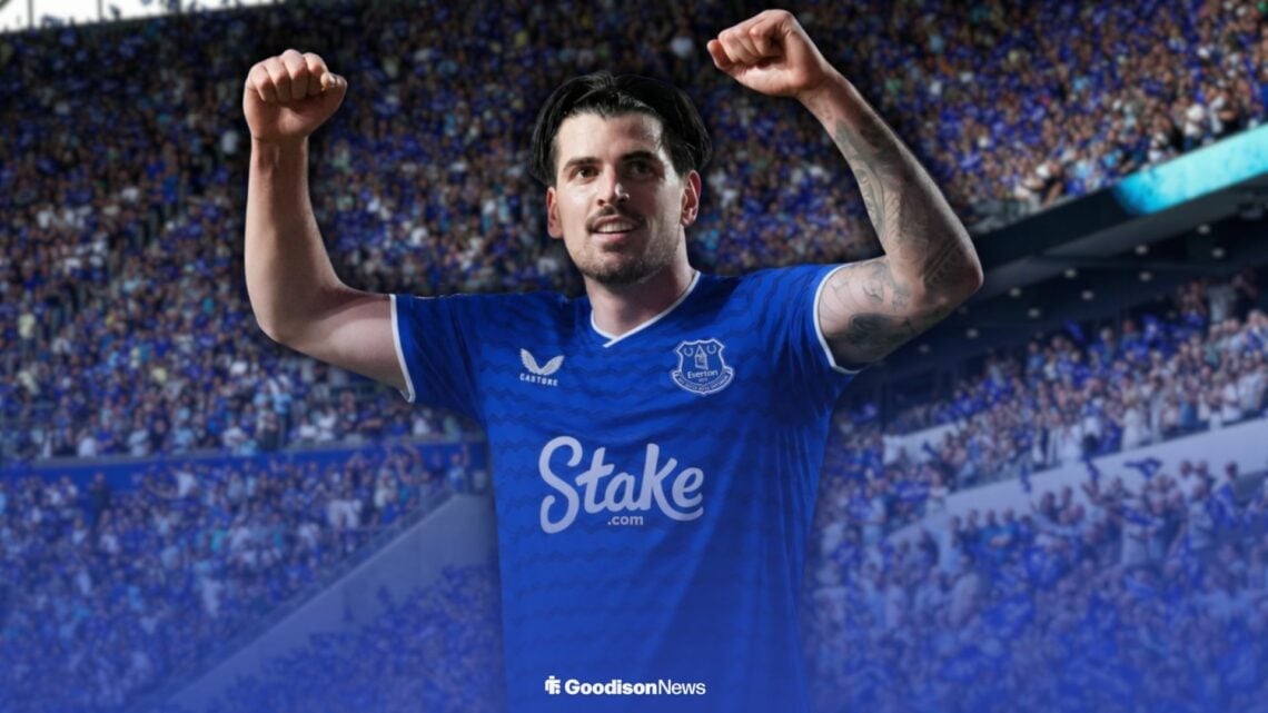 Tristan Crama in an Everton shirt