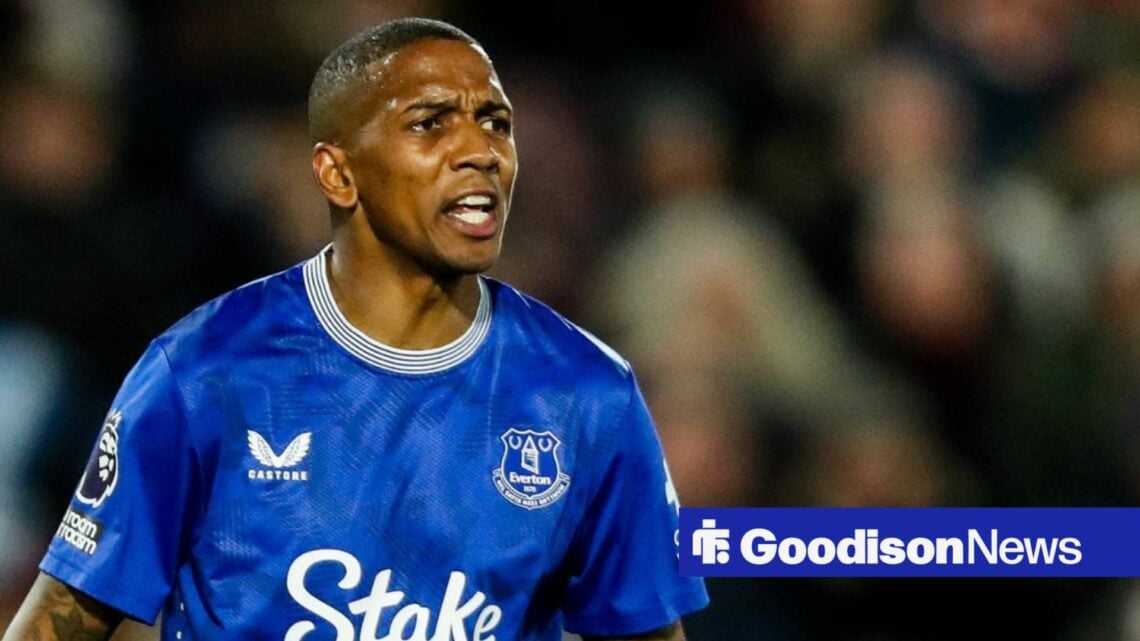 Ashley Young playing for Everton in the Premier League