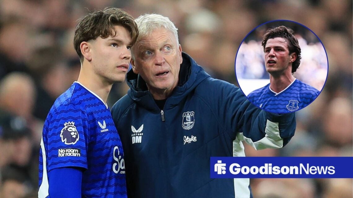 Tyler Dibling alongside David Moyes with Merlin Rohl in circular inset