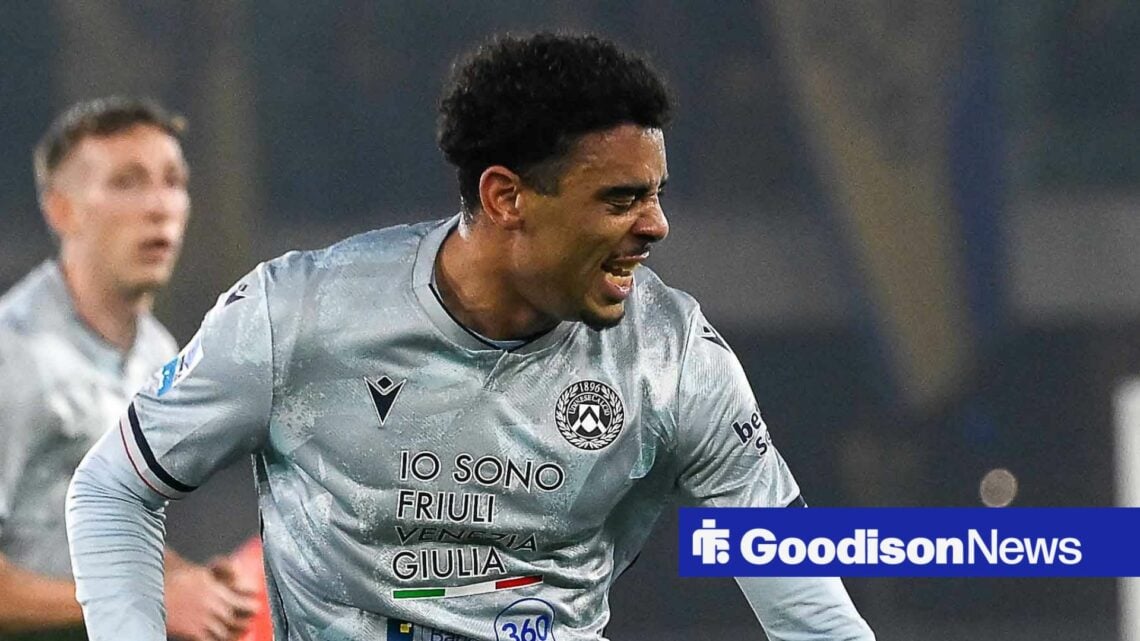 Arthur Atta celebrating for Udinese