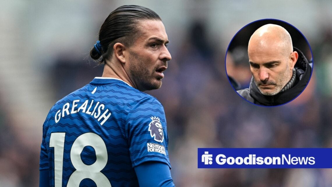 Everton loanee Jack Grealish looking at Enzo Maresca.