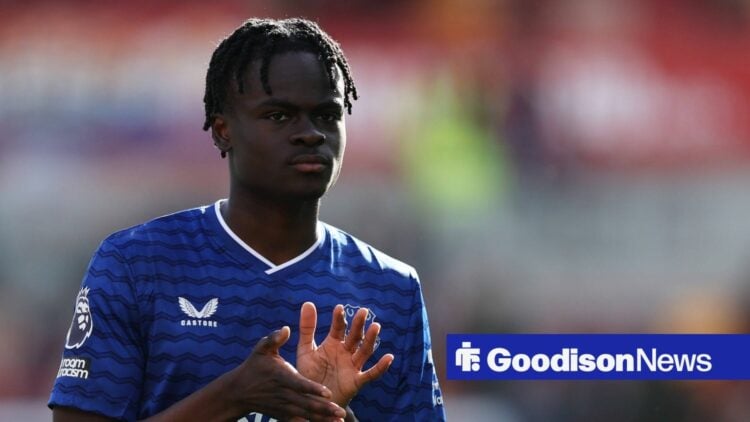Tyrique George playing for Everton vs Bournemouth
