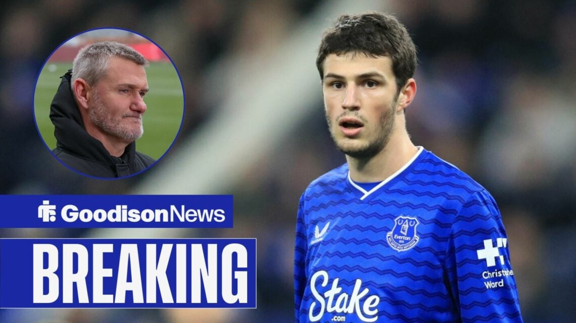 Sky Sports commentator Andy Hinchcliffe looking at Everton star Merlin Rohl.