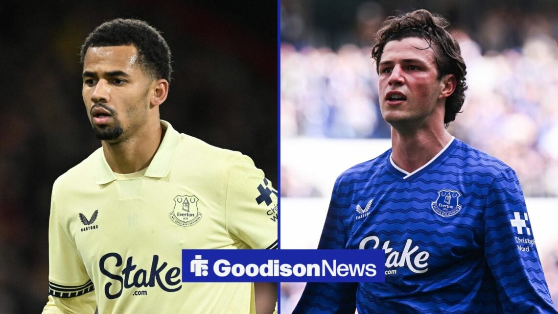 Iliman Ndiaye and Merlin Rohl in action for Everton