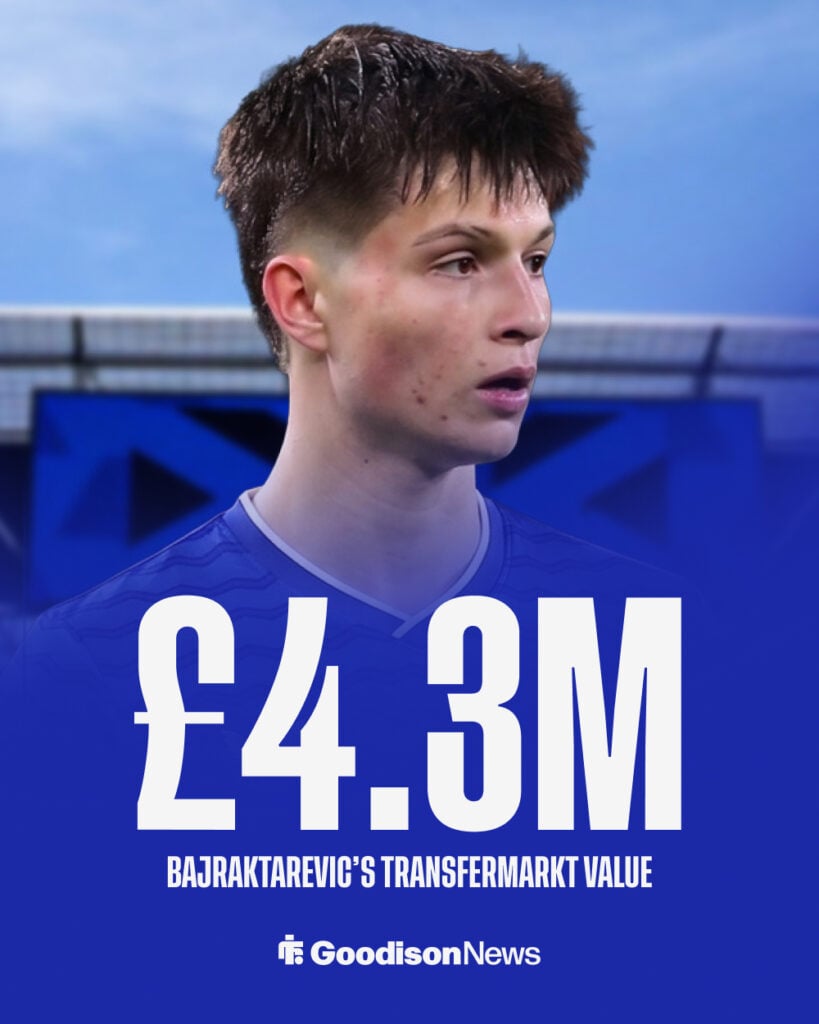 Esmir Bajraktarevic in an Everton shirt.