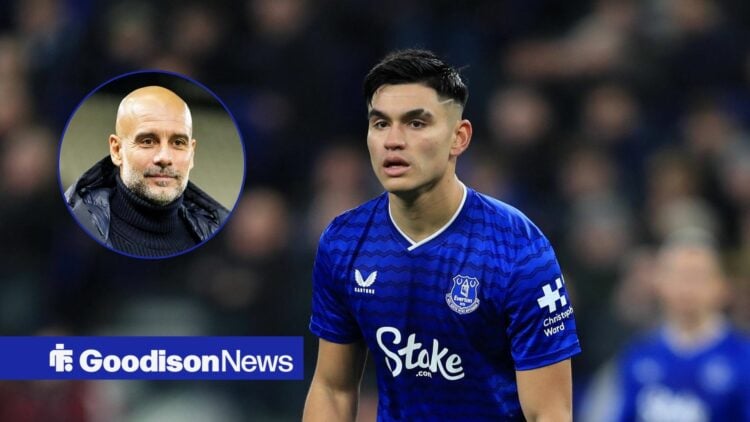 Carlos Alcaraz of Everton playing vs Arsenal, Pep Guardiola arrives at the Swansea.com Stadium ahead of the Carabao Cup Last 16 Swansea City vs Man...