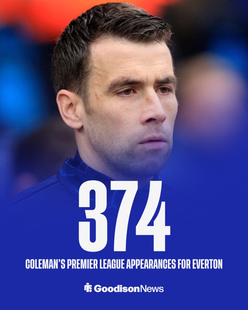 Everton star Seamus Coleman in pre-match warm-up.
