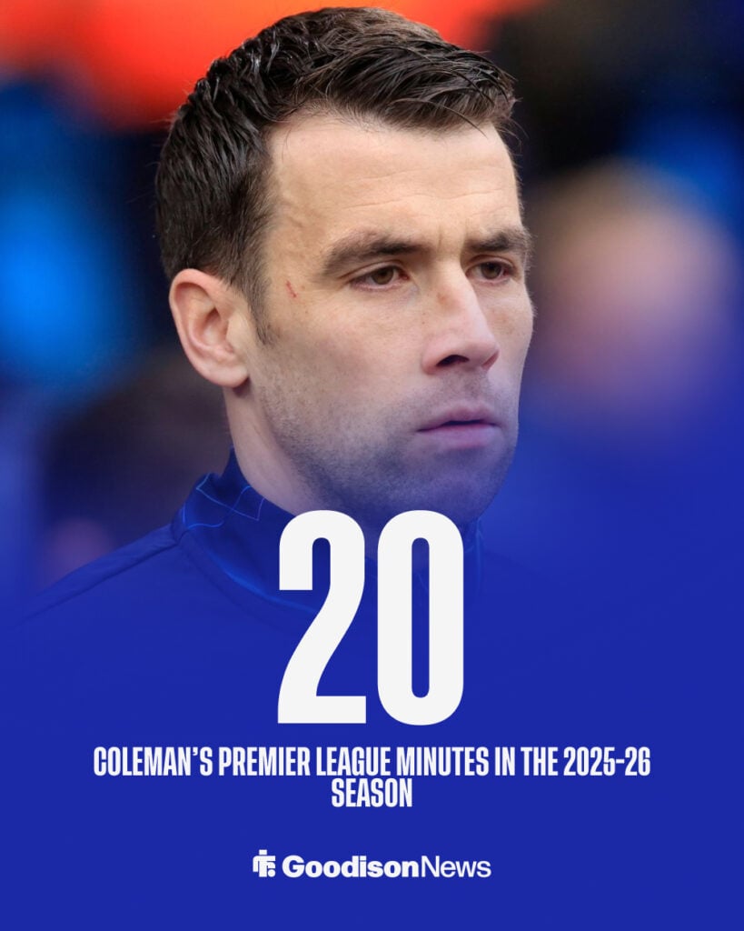 Everton star Seamus Coleman in pre-match warm-up.